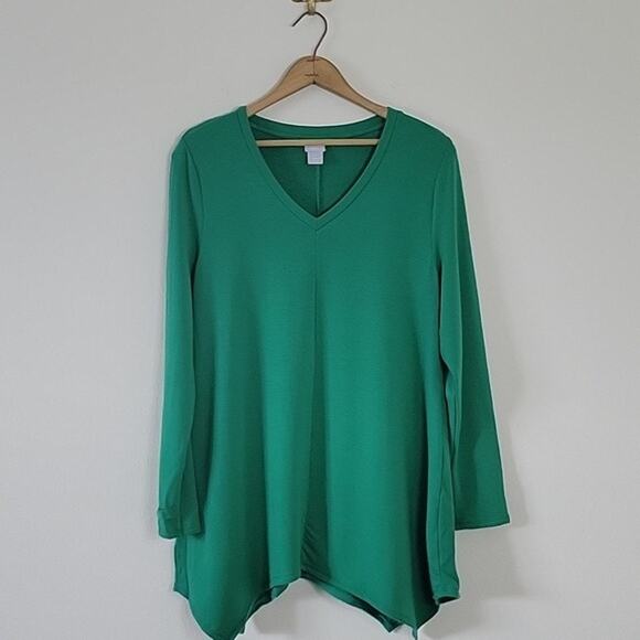 Chico's Zenergy Green Shark Bite Hem Tunic Size Medium - Picture 1 of 5
